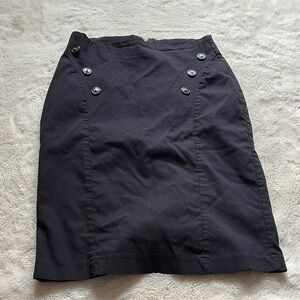 Suzy Sheer Black Sailor Button High Waisted Pencil Skirt Small